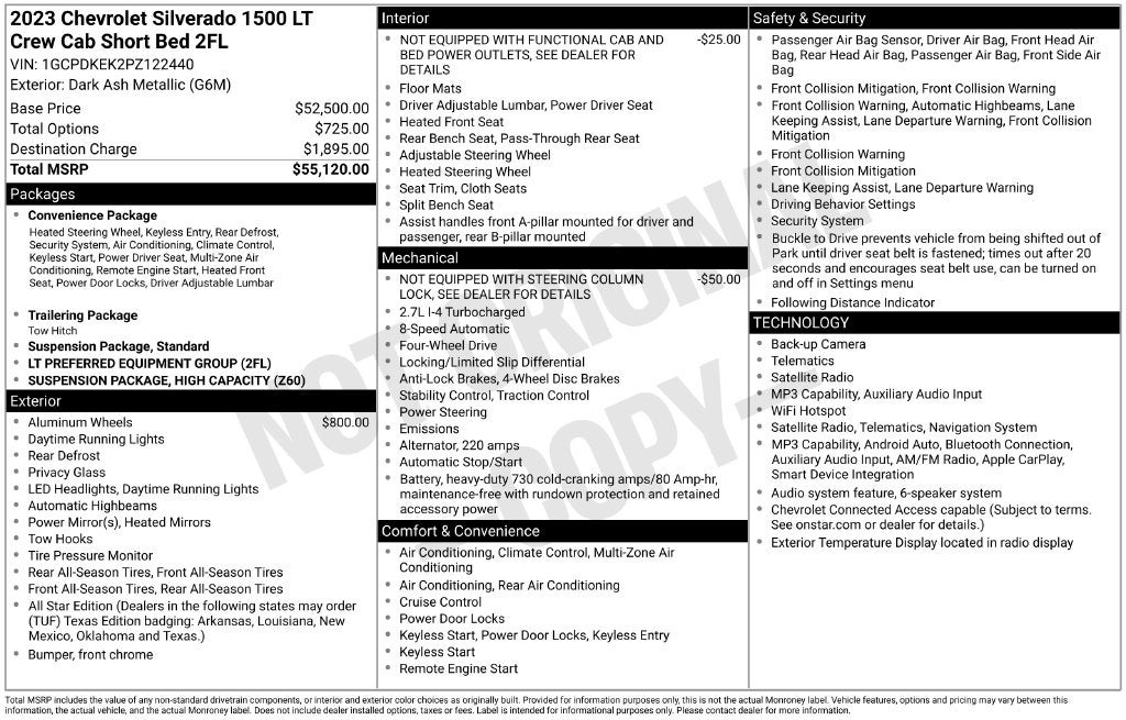 2023 Chevrolet Silverado 1500 4WD Crew Cab Short Bed LT with 2FL