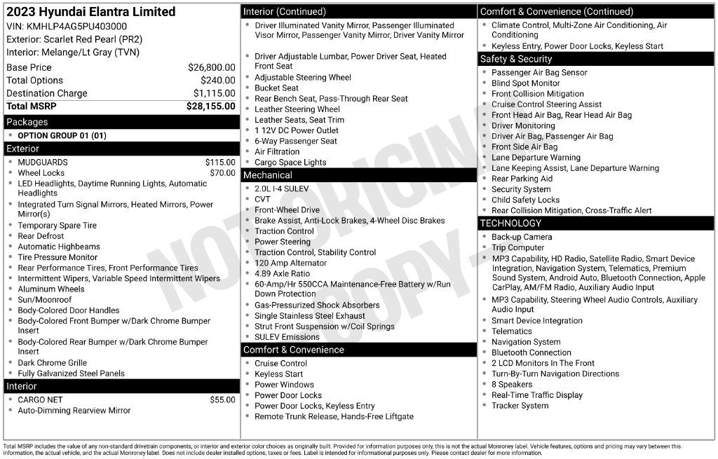 2023 Hyundai Elantra Limited